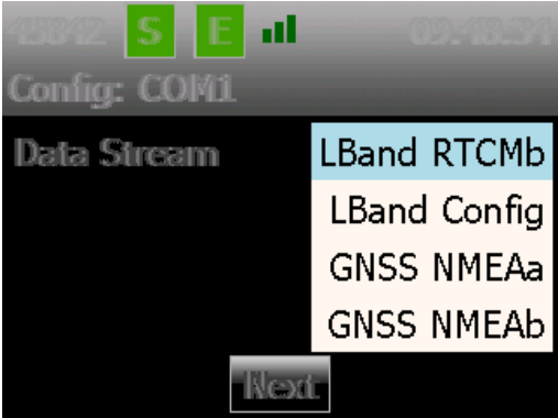 select GNSS NMEAa or GNSS NMEAb depending which option you selected in the earlier step and select Nex